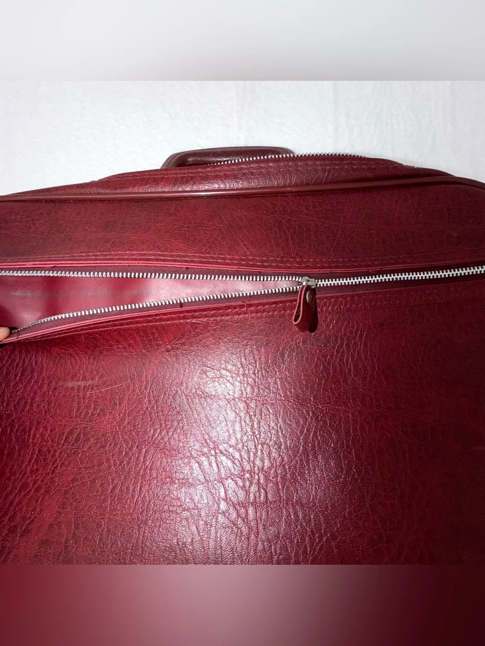 Vintage Peter's Bag Corp Burgundy Faux Leather Briefcase Luggage Attache Case